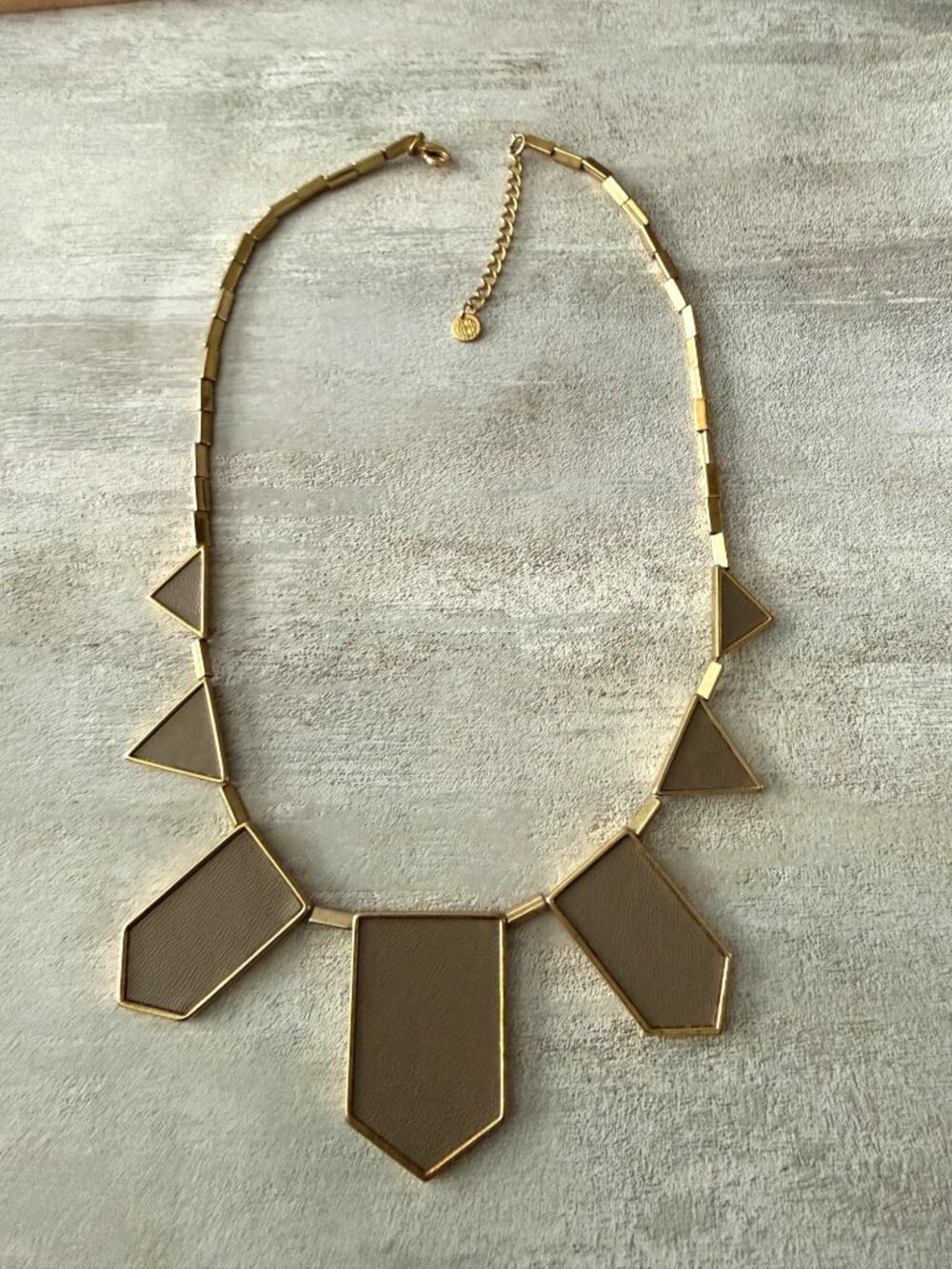 House of Harlow Gold Plated Geometric Triangle Leather Station Necklace Modern